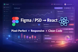 convert figma PSD to responsive react with tailwind css scss