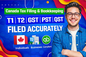 file canada corporate tax t2, t1 personal tax, gst hst pst qst returns