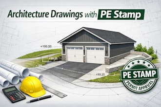 l do architecture drawing pe stamp for garage and grading plans