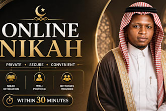 conduct an online nikah for international couples  with witness and certificate