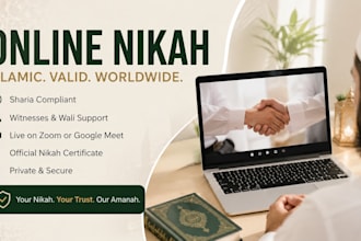 conduct an online nikah for international couples  with witness and certificate