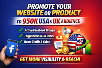 share link website and product link to 950k USA UK audience on facebook groups