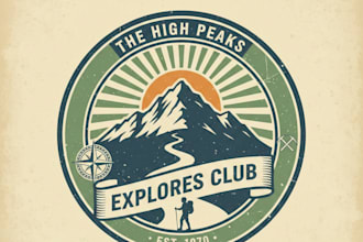 design a classic vintage hiking logo for your brand
