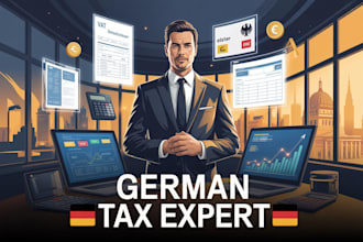 handle german tax filing, vat, income tax, and finanzamt compliance
