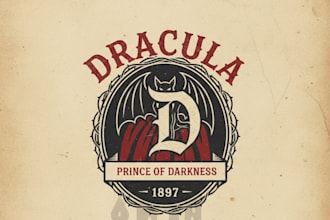 design a dark vintage dracula logo for your brand