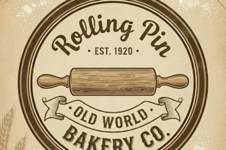 design a charming vintage rolling pin logo for your brand