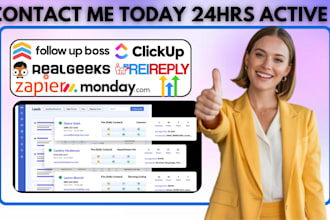 setup real geeks automation, follow up boss crm, pipelines, rei reply website