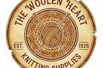 design a charming vintage knitting logo for your brand