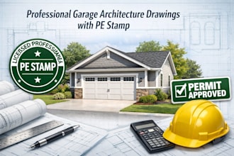 do professional architecture drawing with pe stamp for garage permits