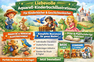 quarell kinderbuchillustration für kinderbuch geschichtenbuch buchillustration