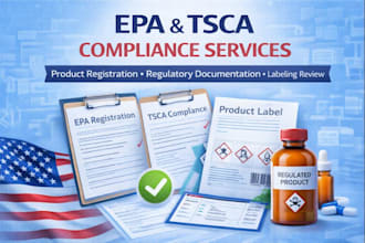 handle epa product registration, tsca compliance and labeling review