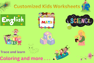 custom design kids educational worksheets