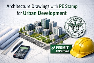 prepare architecture drawing with pe stamp for urban development plans