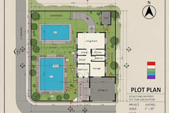 draw plot plan, estate, property site plan subdivision for city permit