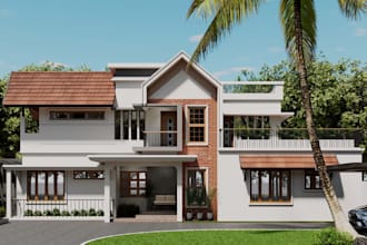 upgrade 3d modern house exterior,duplex apartment,storey bungalow,carport render