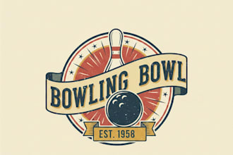 design a classic vintage bowl logo for your brand