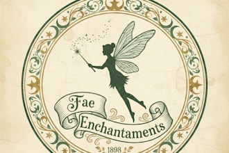 design a charming vintage fairy logo for your brand