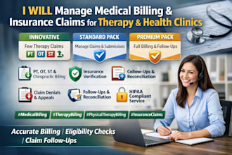 manage medical billing and insurance claims for all therapy services