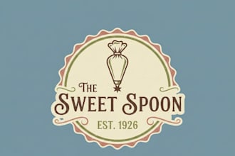 design a charming vintage pastry bag logo for your brand