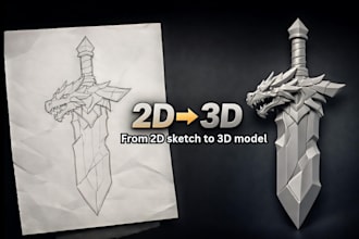 convert 2d image, sketch or logo to 3d model stl for 3d printing