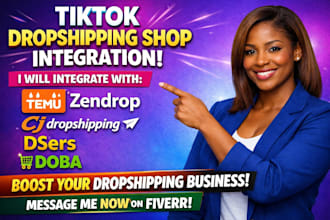 setup tiktok dropshipping shop integrate temu zendrop cjdropshipping dsers doba