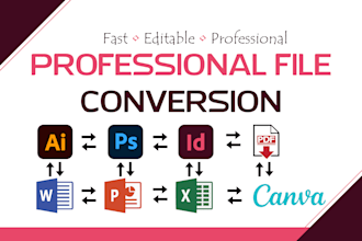 convert ai, PSD, indd, PDF, word, powerpoint and canva files