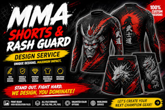 custom MMA shorts and rashguard designs for your own brand