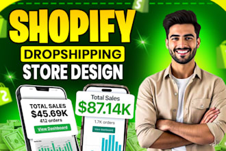build automated shopify dropshipping store, shopify website