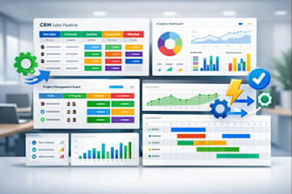 set up monday CRM, workflows, and project management boards