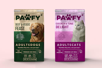 design dog and cat treat packaging for pouches and bags