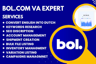 be your bol VA for managing bol com account,bol com dropshipping product listing