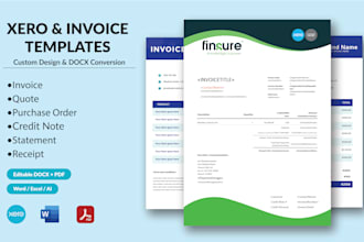 design a custom xero invoice template and professional invoice template