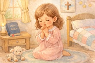 draw christian storybook illustration, bible themed illustration