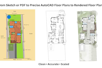 redraw floor plans and convert PDF or images to dwg