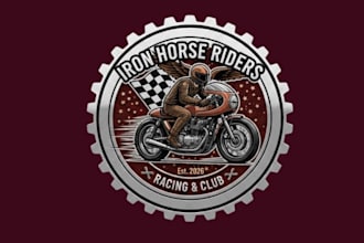 make custom motorcycle and biker logo design vintage, racing , club design