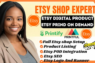 set up your etsy shop with printify or printful product listings and SEO