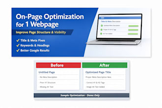 fix on page SEO issues for 1 webpage to improve google ranking