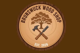 draw elegant unique brunswick wood shop logo for your business