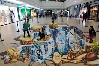 create 3d optical illusion pavement art for floors, walls, murals, carpets