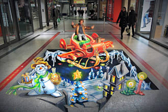 make 3d pavement floor illusion art with hidden images for walls and carpets
