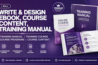 write and design, course content, training manual or course PDF