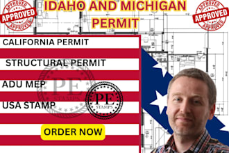 idaho and michigan permit , permit drawing,structural permit,usa stamp