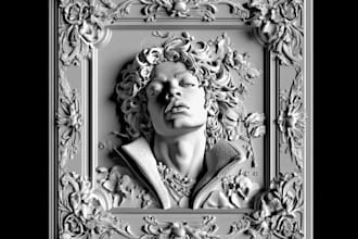sculpt wall art or decor,baroque relief,3d sculpture,cnc carving,coin engraving