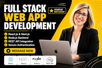 develop react or next js web application with node js backend, bootstrap, vue js