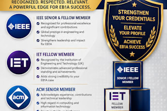 secure ieee, iet, acm senior and fellow membership for eb1a visa