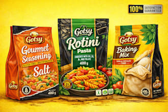 food packaging design, stand up pouch, product packaging 3d label pouch design