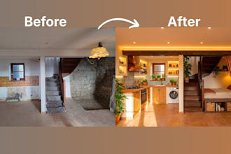 create a realistic virtual renovation or interior design preview