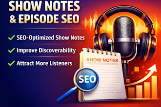 write professional, SEO optimized podcast show notes and episode descriptions