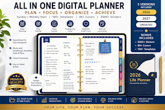 etsy digital planner, hyperlinked planner, etsy digital product, digital journal