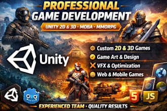 develop unity 2d, unity 3d game art design, unity game development